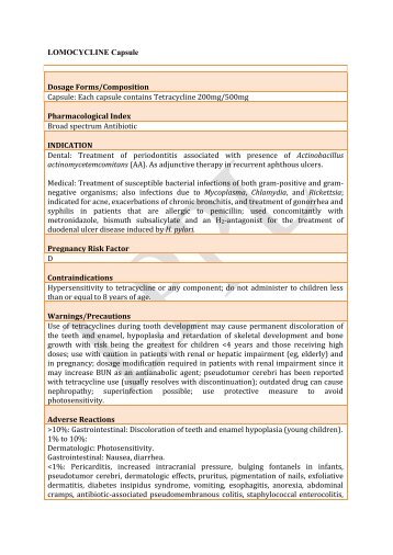 lomocycline 250mg - Lomus Pharmaceuticals Pvt. Ltd.
