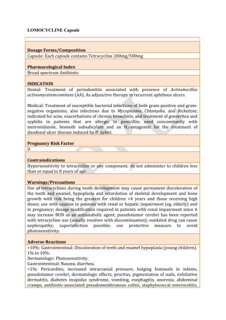 Lomocycline 250mg Lomus Pharmaceuticals Pvt Ltd