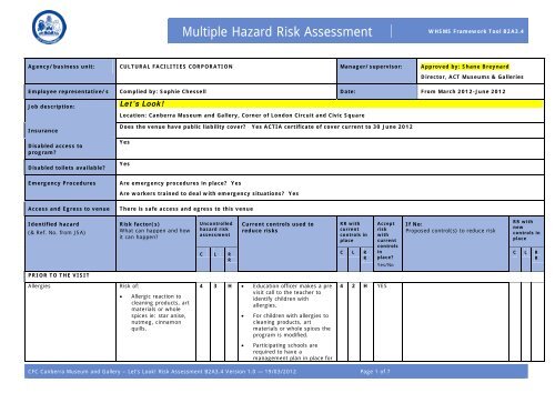 Multiple Hazard Risk Assessment - ACT Museums and Galleries