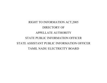 PIOs and Assistant PIOs of Tamil Nadu Electricity Board
