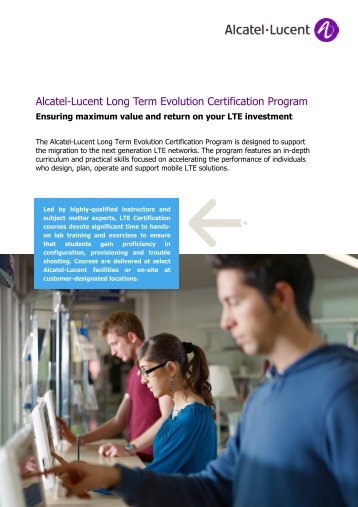 LTE Certification Program Brochure - Alcatel-Lucent