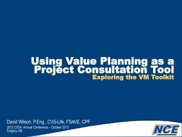 Using Value Planning as a Project Consultation Tool - SCAV/CSVA