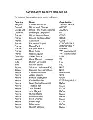 List of participating organisations - CCIVS