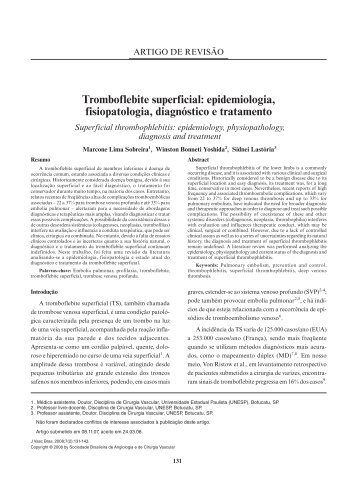 Tromboflebite superficial: epidemiologia, fisiopatologia ... - SciELO
