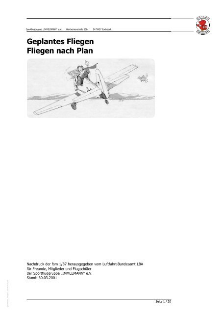 Geplantes Fliegen Fliegen nach Plan - bei der Sportfluggruppe ...