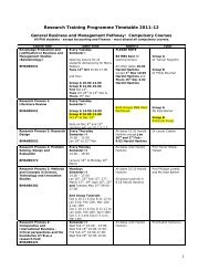 1 Research Training Programme Timetable 2011-12