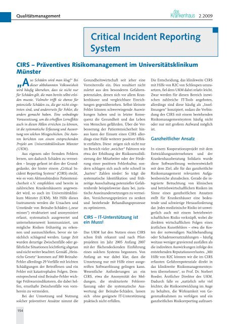 Critical Incident Reporting System CIRS - Solidaris ...