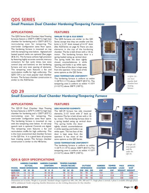 ovens • kilns • quench tanks furnaces • ovens • kilns • quench tanks