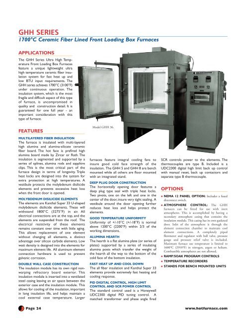 ovens • kilns • quench tanks furnaces • ovens • kilns • quench tanks