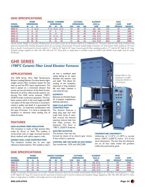 ovens • kilns • quench tanks furnaces • ovens • kilns • quench tanks