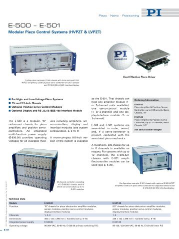 E-500 Datasheet (PDF) - PZT & Piezo Actuators: Sub Nanometer ...