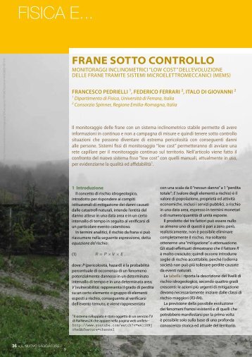 Frane sotto controllo - SocietÃ  Italiana di Fisica