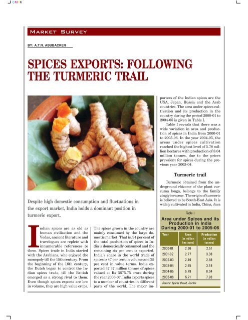SPICES EXPORTS: FOLLOWING THE TURMERIC TRAIL