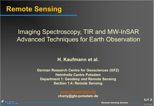 Remote Sensing: Imaging Spectroscopy, TIR and MW ... - Geo.X