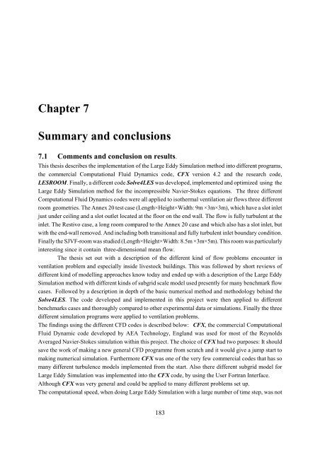 Chapter 7 Summary and conclusions