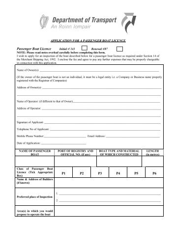 Passenger Boat Licence P1 P2 P3 P4 P5 P6 - Department of Transport