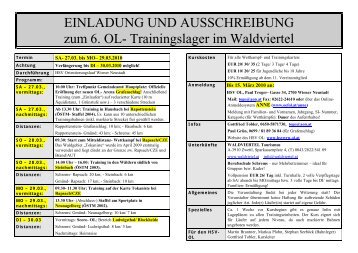 EINLADUNG UND AUSSCHREIBUNG zum 6. OL- Trainingslager im ...