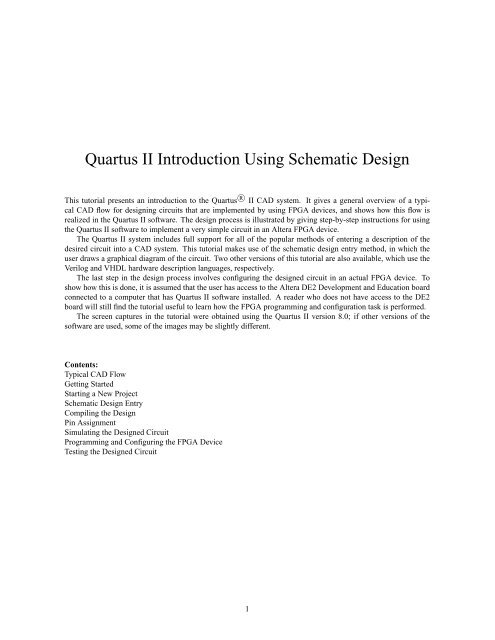 Quartus II Introduction Using Schematic Design - FTP - Altera