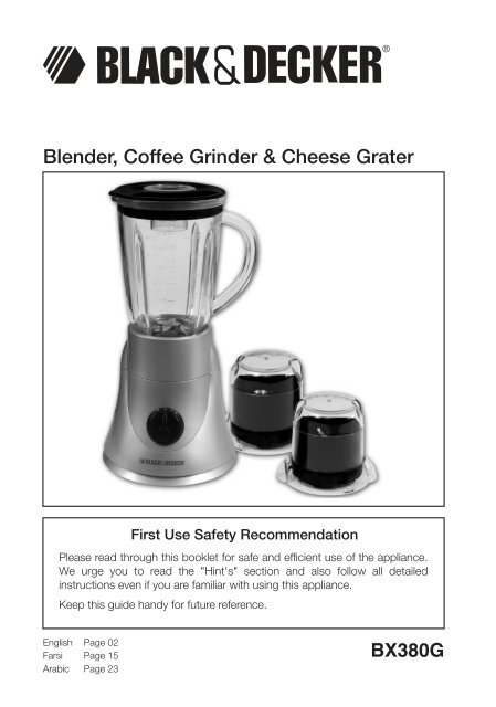 Blender, Coffee Grinder &amp; Cheese Grater BX380G - Service