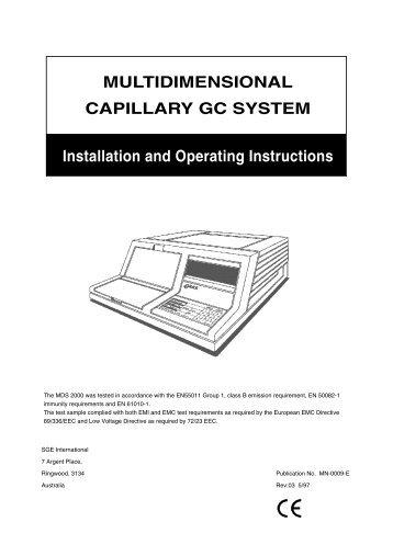 MULTIDIMENSIONAL CAPILLARY GC SYSTEM Installation and ...