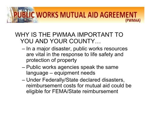 Public Works Mutual Aid Presentation and Current Member list