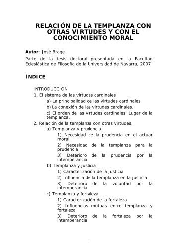 relación de la templanza con otras virtudes y con el conocimiento ...