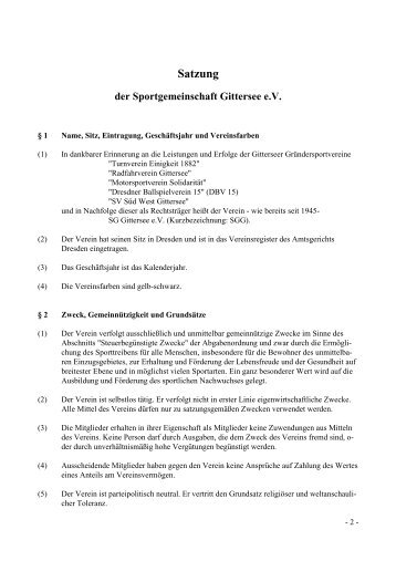 Satzung der Sportgemeinschaft Gittersee eV - SG Gittersee