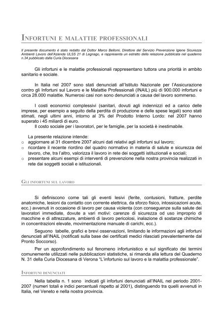 infortuni e malattie professionali - Dipartimento di Prevenzione Ulss ...