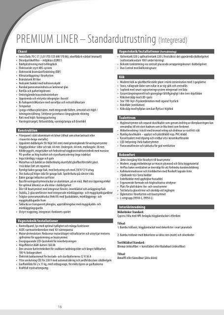 Tekniska data/Prislista husbilar Premium-Klass 2013 - Dethleffs