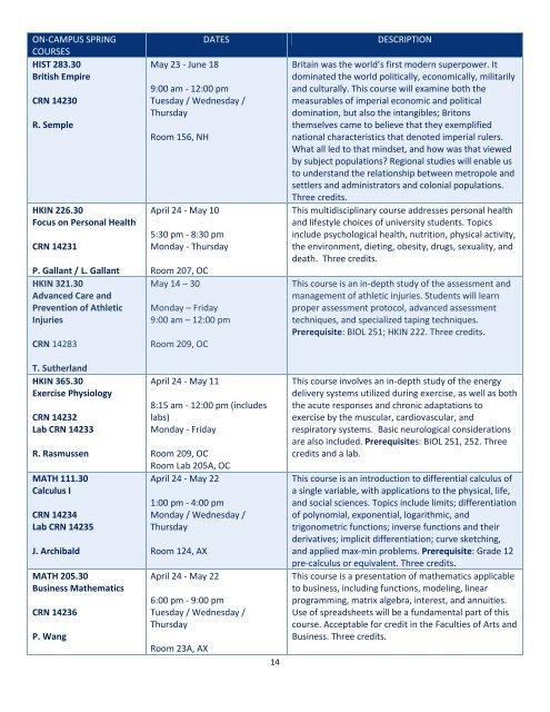 Summer Calendar - St. Francis Xavier University