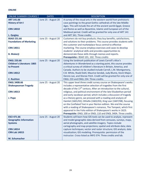 Summer Calendar - St. Francis Xavier University