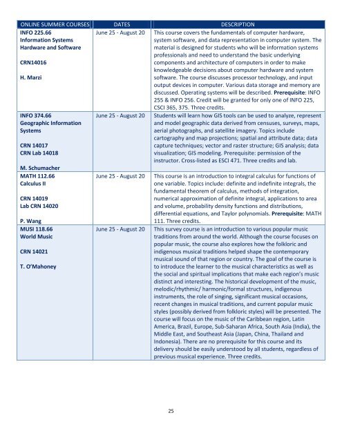 Summer Calendar - St. Francis Xavier University