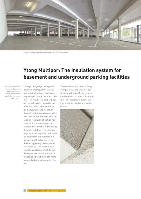 Underground garage and basement ceiling insulation - Xella UK