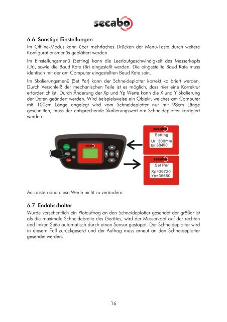 BEDIENUNGSANLEITUNG für die Schneideplotter Secabo C30III ...