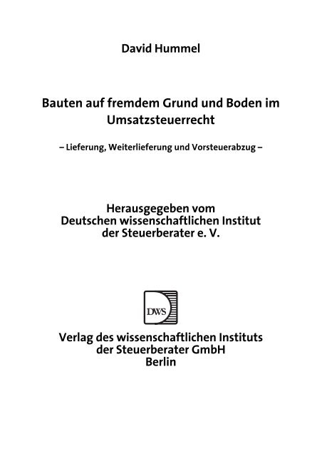 Leseprobe - Deutsches Wissenschaftliches Institut der Steuerberater ...