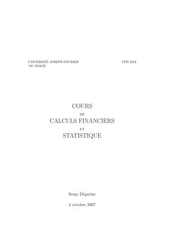 COURS CALCULS FINANCIERS STATISTIQUE - Mistis