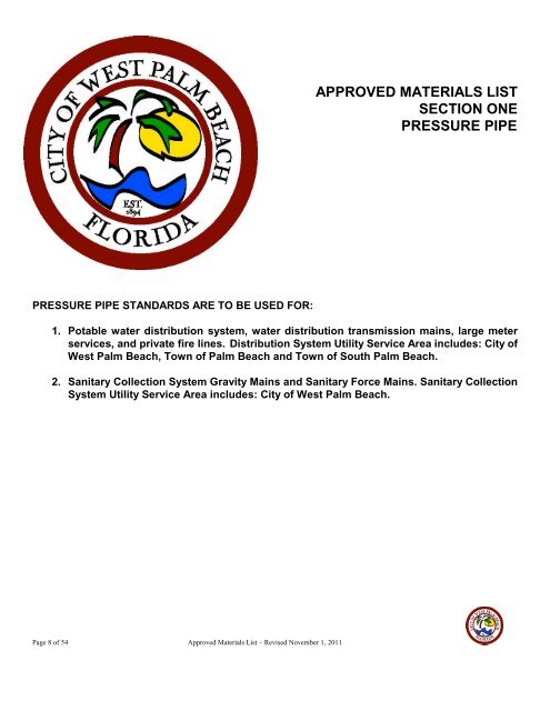 APPROVED MATERIALS LIST (AML) - City of West Palm Beach