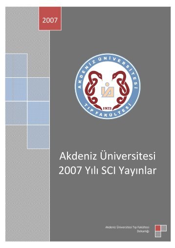 Å Akdeniz Ãniversitesi 2007 YÄ±lÄ± SCI YayÄ±nlar