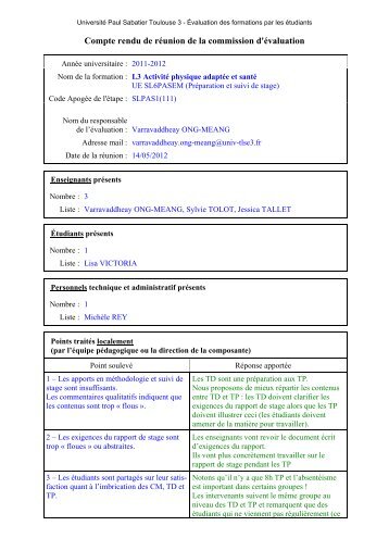 Compte rendu de rÃ©union de la commission d'Ã©valuation - SUP