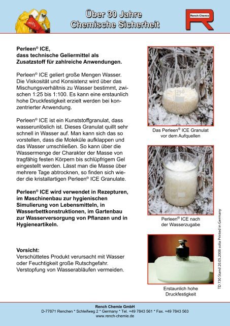 Perleen ICE technisches Geliermittel - Rench Chemie GmbH