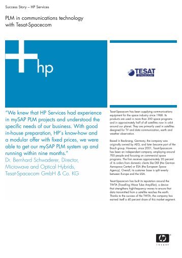 PLM in communications technology with Tesat-Spacecom ?We ... - HP