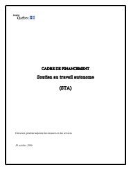 Cadre de financement – Soutien au travail autonome (STA)