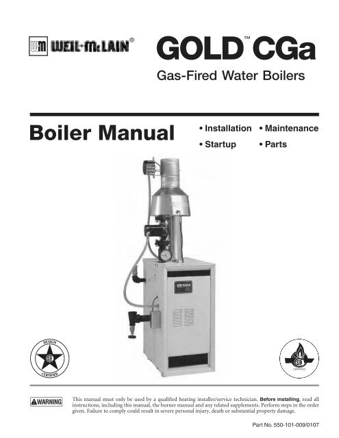 behandeling Apt Evalueerbaar CGa Boiler Manual Series 1 - Four Seasons Heating and Air ...