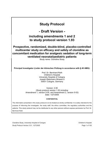 Clonidine Study Protocol 1.93 - Klinik und Poliklinik für Kinder- und ...