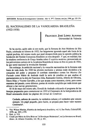 El nacionalismo de la vanguardia brasileÃ±a (1922-1930) - Estudios ...