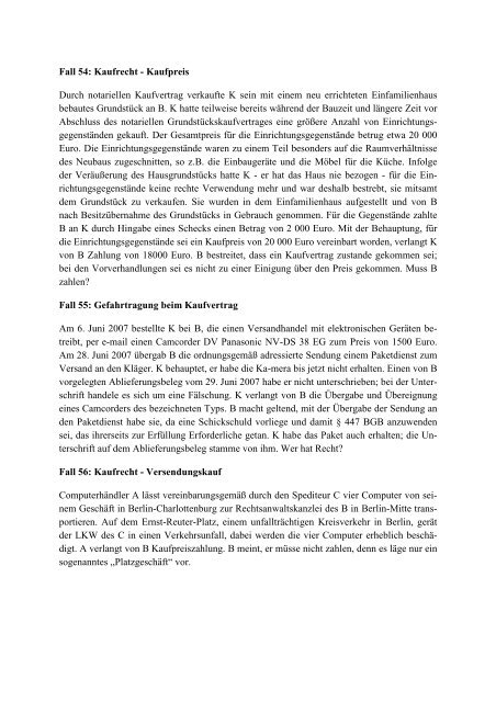 Fall 54: Kaufrecht - Kaufpreis Durch notariellen ... - Dr. Klaus Richter