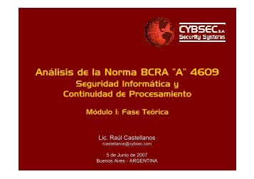 AnÃ¡lisis de la Norma BCRA âAâ 4609 - Cybsec