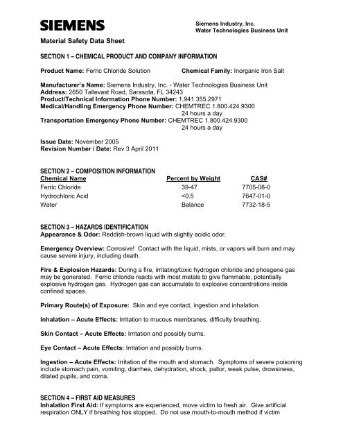 Ferric Chloride Solution - Siemens