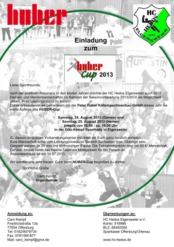 Einladung Handball Huber Cup - TuS Ottenheim