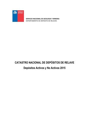 Catastro de depósitos de relaves de 2015 (Regiones y comunas de Chile)